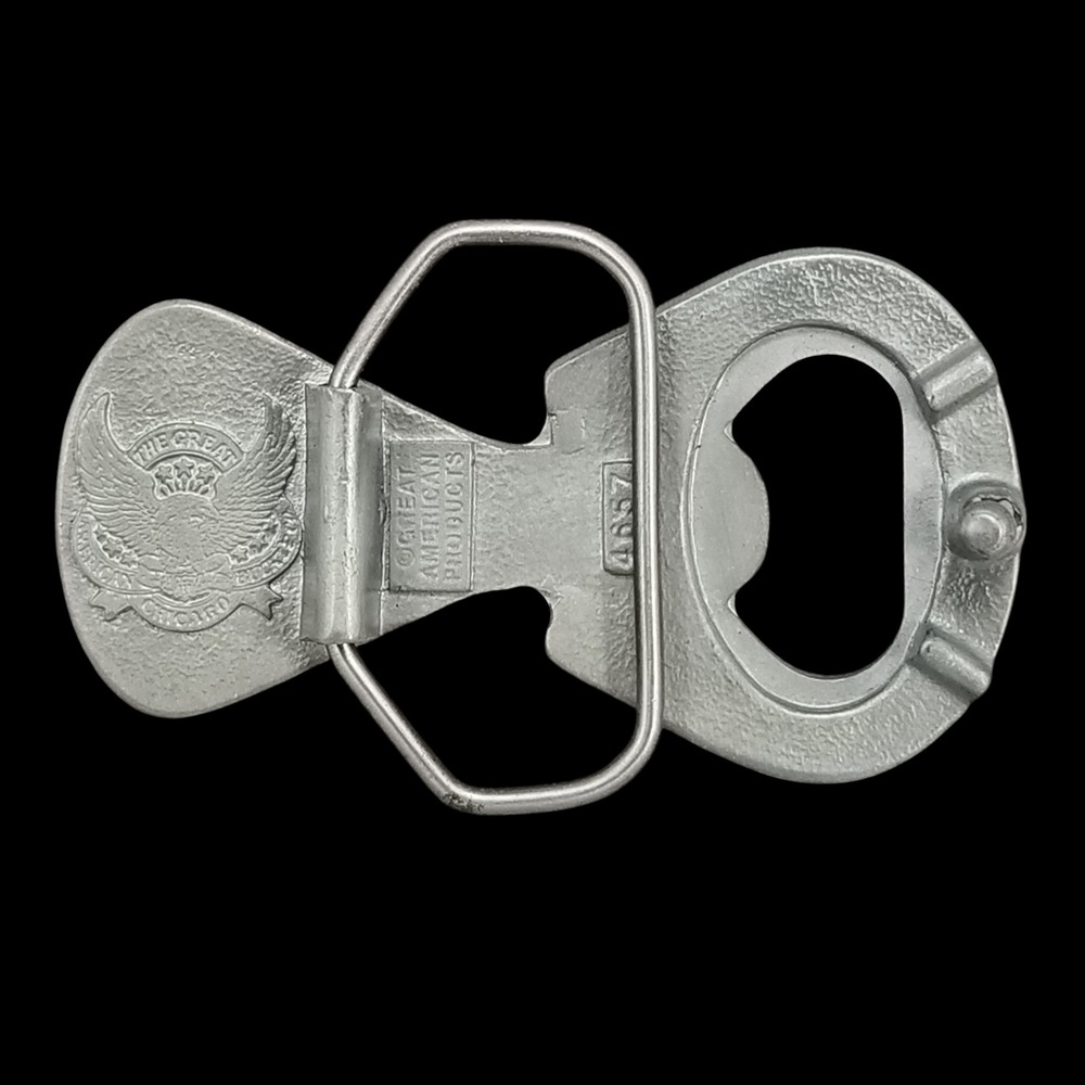Great American Products Bottle Opener Belt Buckle Fine Pewter Gray Tone - Picture 4 of 8